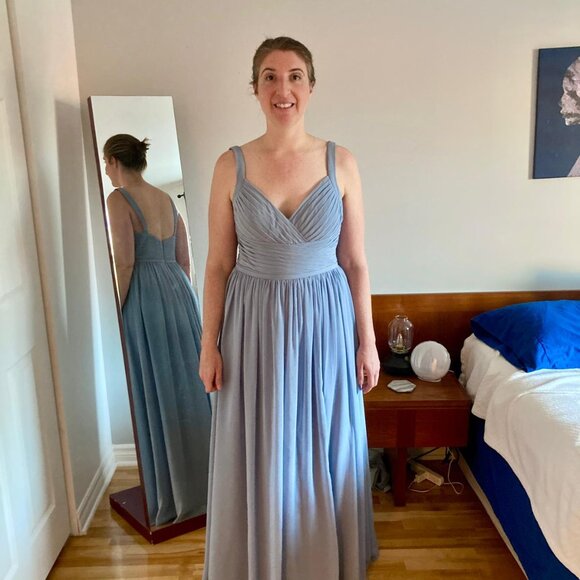 Azazie Chanel Dusty Blue Full Length Dress - Picture 5 of 10